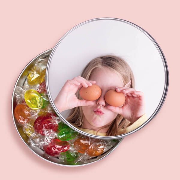 Koekblik met foto - rond - 155x50mm