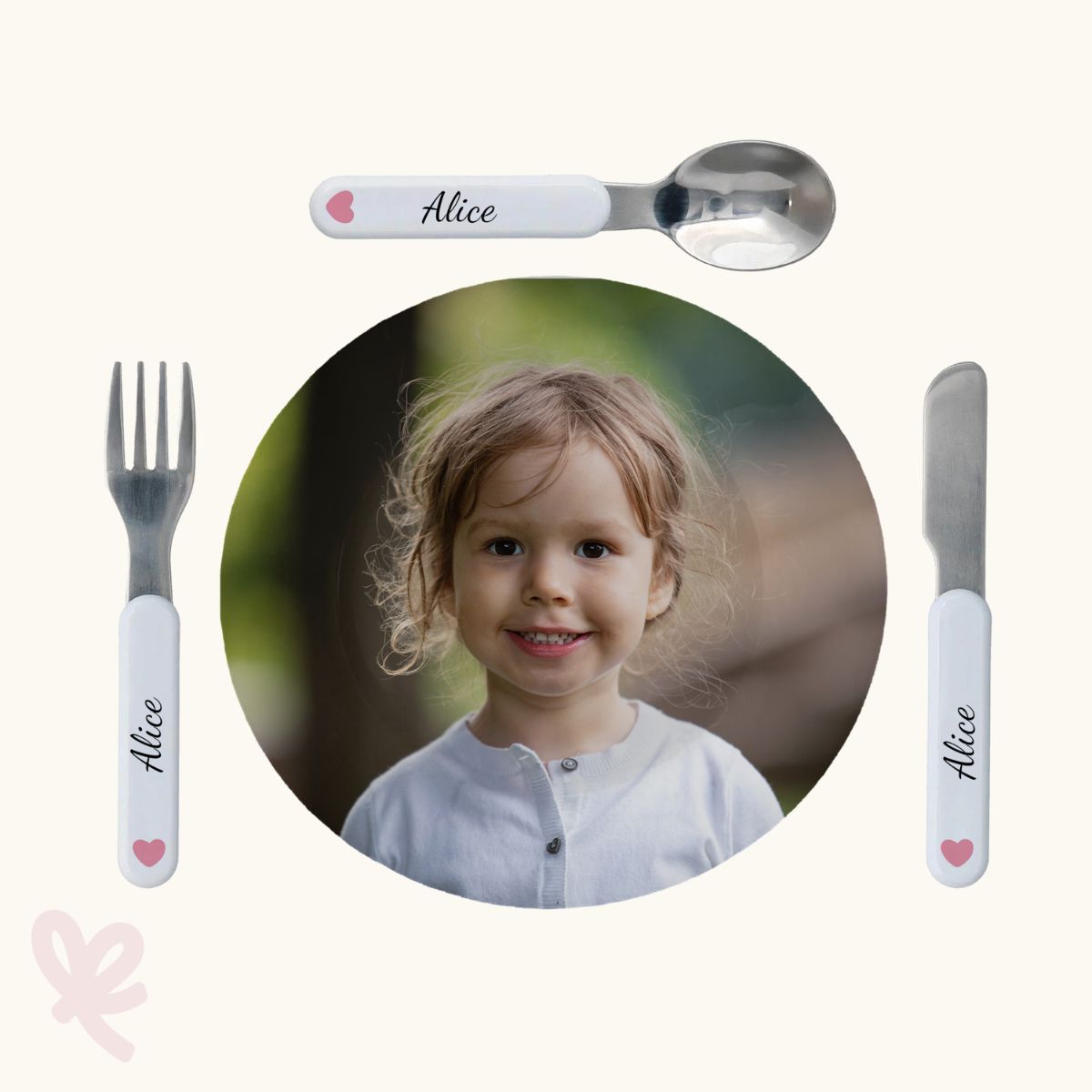 Bestekset+bord met foto en naam