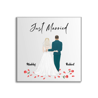 Gepersonaliseerd Just Married tegeltje