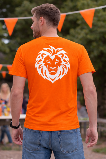 Oranje T-shirt Gepersonaliseerd met Leeuwprint - unisex