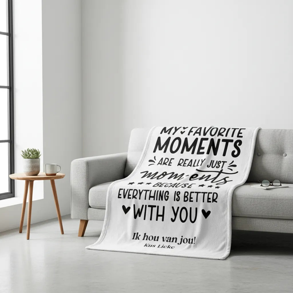 Fleecedeken moederdag met tekst 100x150cm - Personaliseer zelf