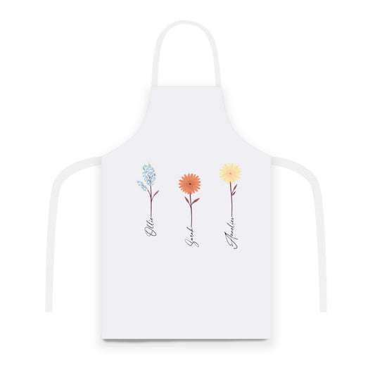 Keukenschort met 1 tm 5 namen maat unisex - Bloemen design