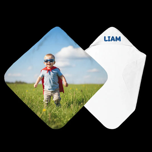 Babycape met foto - naam op mutsje - zelf ontwerpen