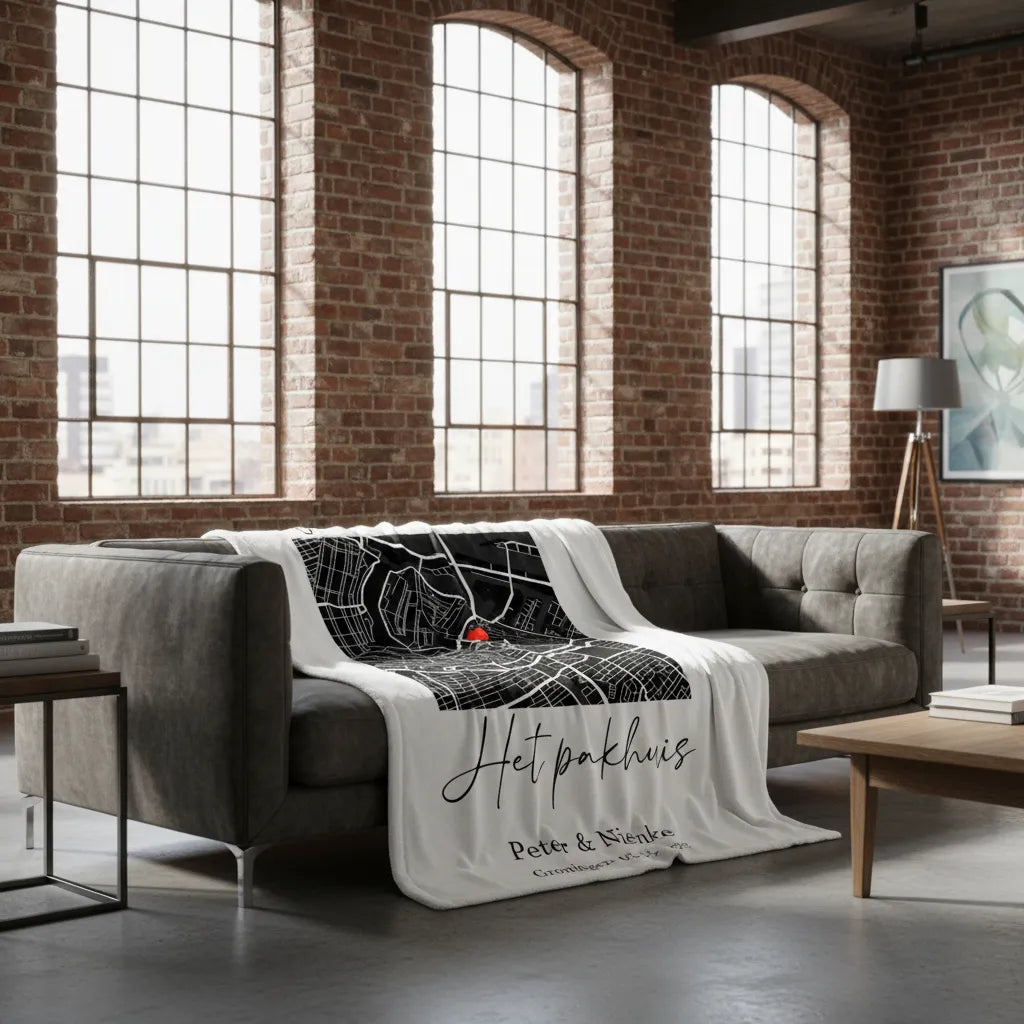 Fleece deken met kaart 100x150 cm - gepersonaliseerd