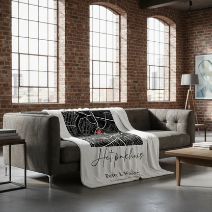 Fleece deken met kaart 100x150 cm - gepersonaliseerd