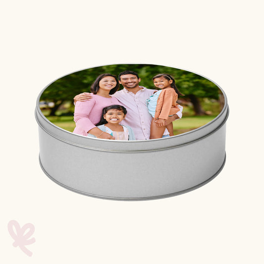 Koekblik met foto - rond - 155x50mm