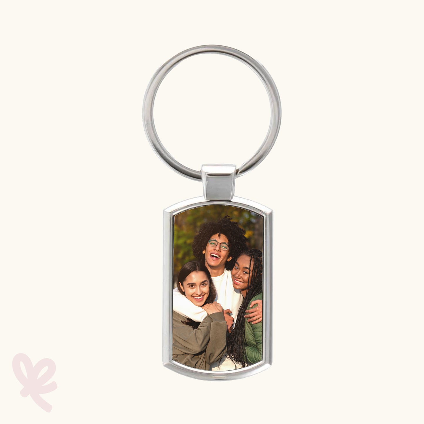 Aluminium sleutelhanger met foto - rechthoek