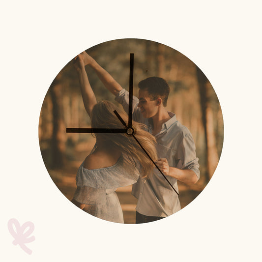 Houten wandklok met foto - rond - ontwerp zelf