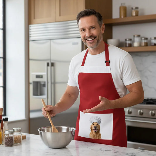 Keukenschort met foto - rood - 65x90cm - ontwerp zelf