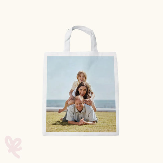 Totebag met foto korte hengsels - voorkant gepersonaliseerd