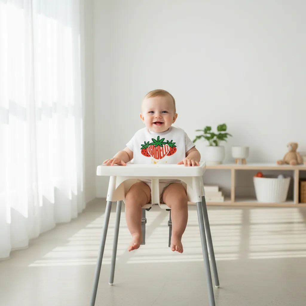 Slabbetje met naam - Gepersonaliseerd - Banaan of Aardbei