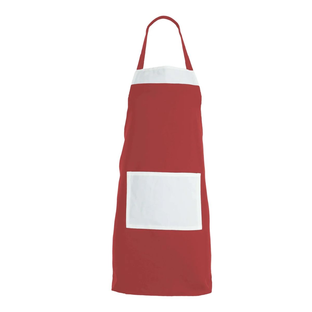 Rood keukenschort met foto 65x90 cm