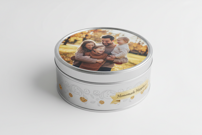 Koekblik met foto - rond - 155x50mm