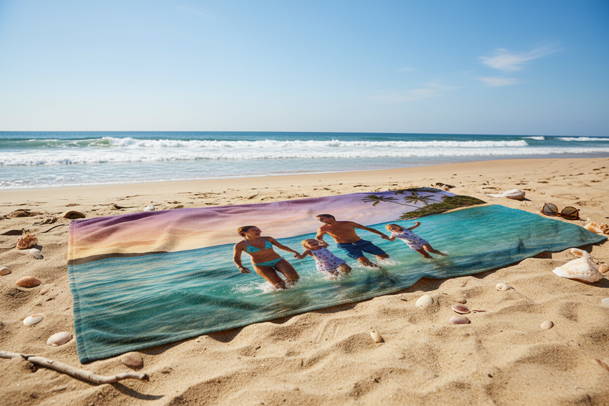 Strandlaken met foto 100x170cm - ontwerp zelf