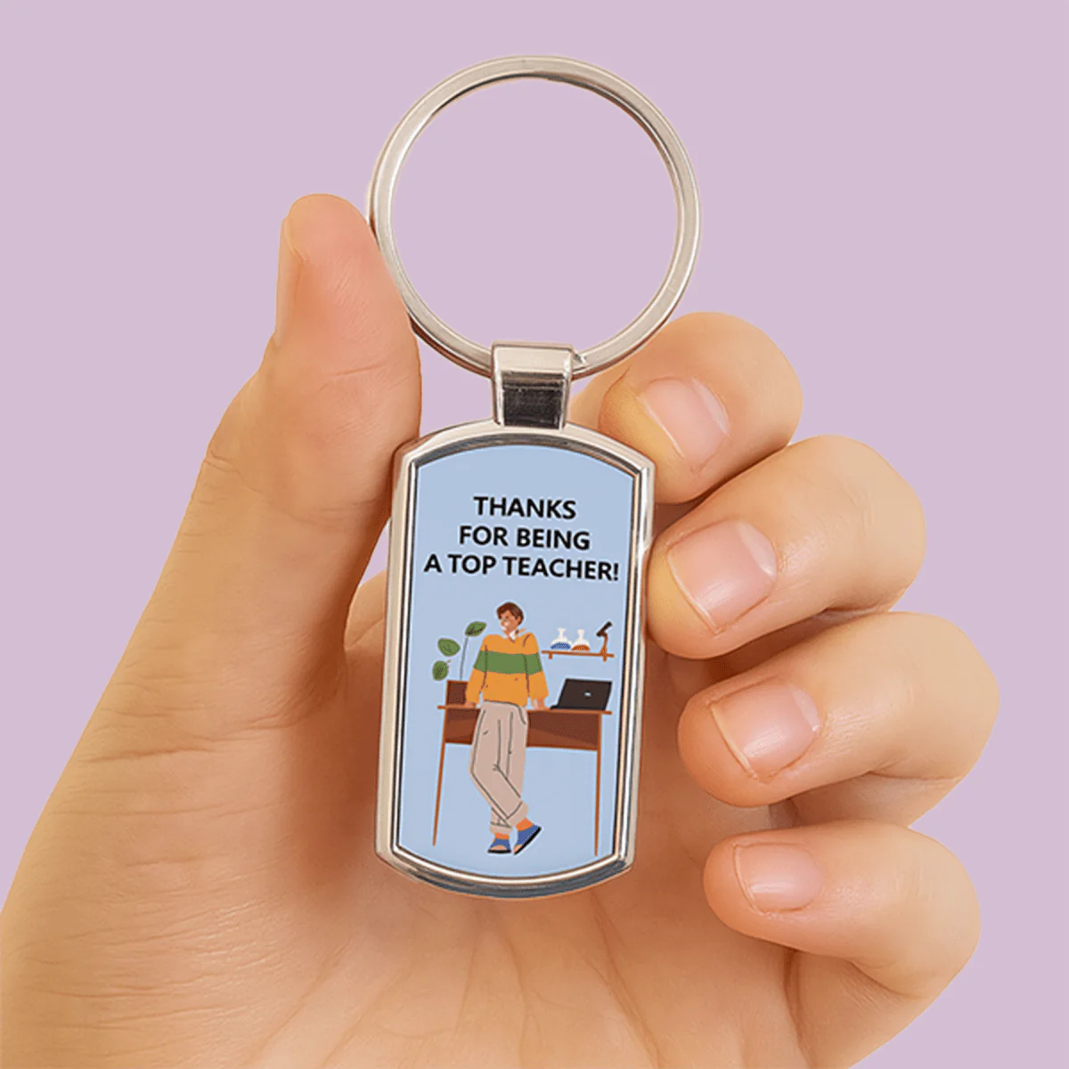 Aluminium sleutelhanger met foto - rechthoek